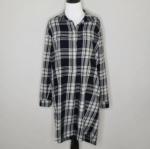 Madewell Flannel Daywalk Black Plaid Shirtdress S